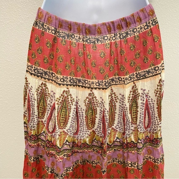 Whimsical Paisley Patchwork Maxi Skirt S Cottagecore Fairy Boho Eclectic Earthy - Picture 5 of 6